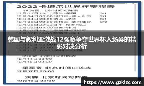 韩国与叙利亚激战12强赛争夺世界杯入场券的精彩对决分析